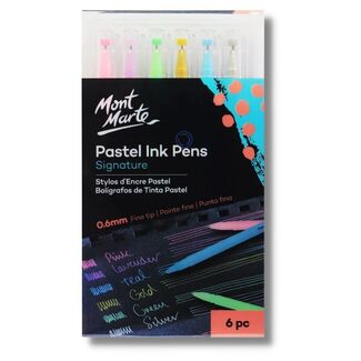 Mont Marte Signature Pen Set - Pastel Ink Pens Fine Tip 6pc