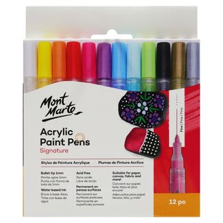 Mont Marte Signature Acrylic Paint Marker Set - Fine Tip 12pc