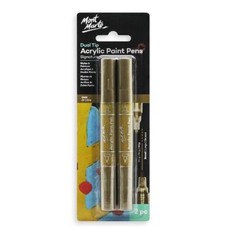Mont Marte Acrylic Paint Pens Dual Tip Gold 2pc