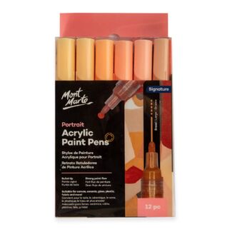 Mont Marte Signature Acrylic Paint Marker Set - Broad Tip 12pc - Skin Tones
