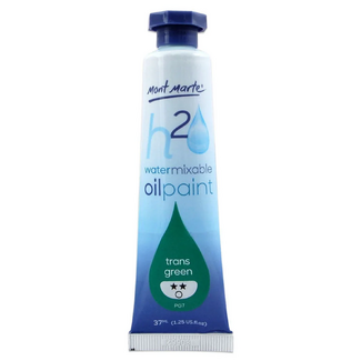 Mont Marte H2O Water Mixable Oil Paint 37ml - Trans Green