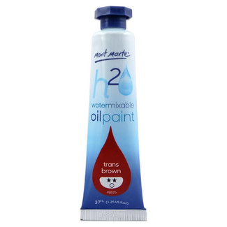 Mont Marte H2O Water Mixable Oil Paint 37ml - Trans Brown