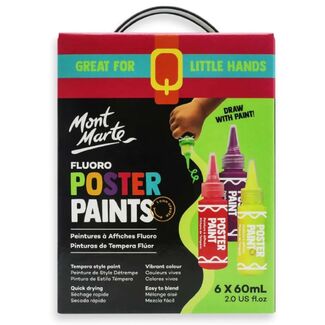 Mont Marte Kids Fluoro Poster Paint Set 6pc x 60ml