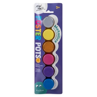 Mont Marte Poster Paint Pots 6pc x 15ml - Metallics