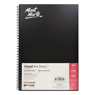 Mont Marte Visual Art Diary Spiral Bound White Paper A3 110gsm 120 Sheet