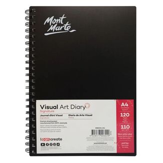 Mont Marte Visual Art Diary Spiral Bound White Paper A4 110gsm 120 Sheet