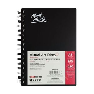 Mont Marte Visual Art Diary Spiral Bound White Paper A5 110gsm 120 Sheet