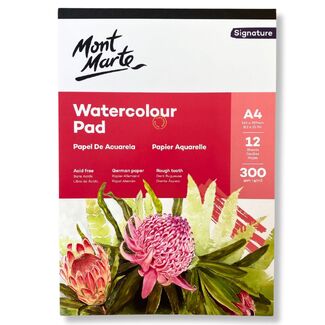 Mont Marte Watercolour Pad German Paper A4 300gsm 12 Sheet