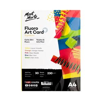 Mont Marte Fluoro Art Card Pack 5 Colours - A4 230gsm 30pc