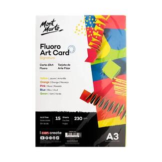 Mont Marte Fluro Art Card Pack 5 Colours - A3 230gsm 15pc