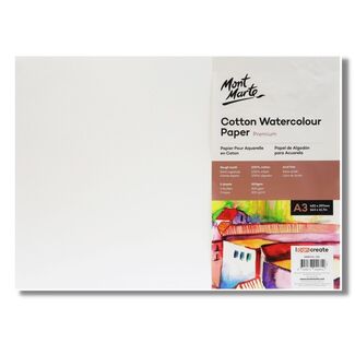 Mont Marte Premium Cotton Watercolour Paper A3 300gsm 5 Sheet