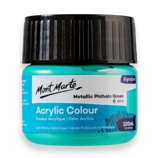 Mont Marte Signature Acrylic Paint 100ml Tub - Metallic Phthalo Green