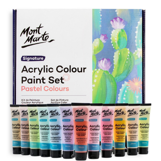Mont Marte Signature Acrylic Colour Pastel Paint Set 18pc x 36ml