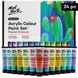 Mont Marte Signature Acrylic Colour Pastel Paint Set 24pc x 36ml