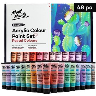 Mont Marte Signature Acrylic Colour Pastel Paint Set 48pc x 36ml