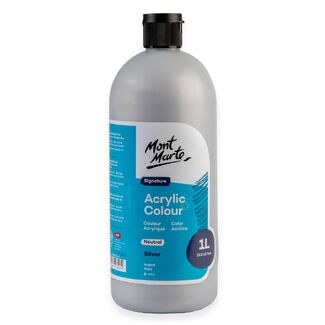 Mont Marte Signature Acrylic Paint Squeeze Bottle 1L - Neutral  Silver