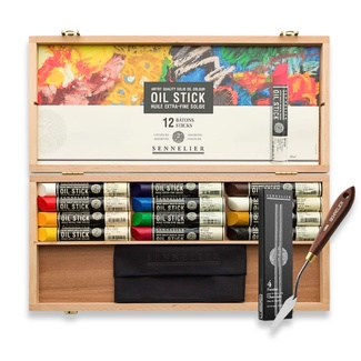 Sennelier Oil Sticks 38ml Wooden Box Set - 12pc + Accessories