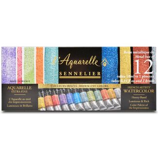 Sennelier Artist Quality Iridescent Watercolour Set 12 x 10ml Tubes