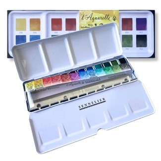Sennelier Artist Quality Watercolour 12 Half Pans - Granulated Colours Selection
