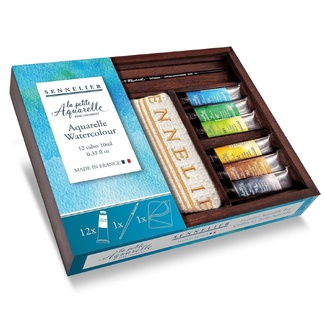 Sennelier La Petite Aquarelle Artist Quality Watercolour Set Wooden Box with 12 Tubes