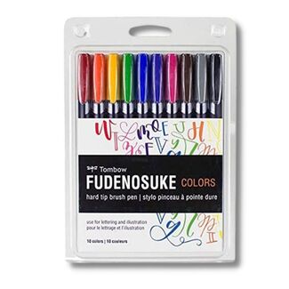 Tombow Fudenosuke Pens Assorted Colours - Set of 10