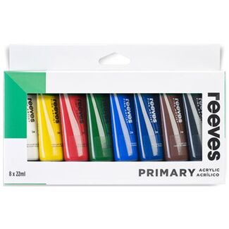 Reeves Acrylic Paint Set - 8 x 22ml Primary Colours