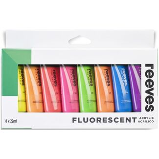 Reeves Acrylic Paint Set - 8 x 22ml Fluoro Colours