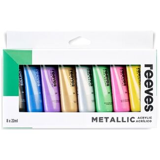 Reeves Acrylic Paint Set - 8 x 22ml Metallic Colours