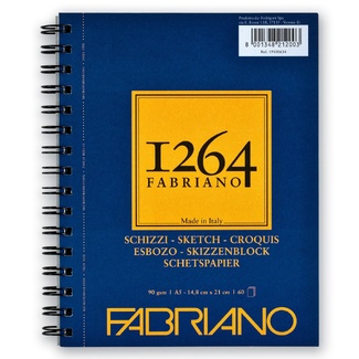Fabriano 1264 Sketch Pad Spiral Bound 90gsm A5 60 Sheets