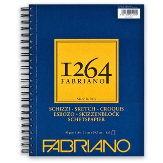 Fabriano 1264 Sketch Pad Spiral Bound 90gsm A4 120 Sheets