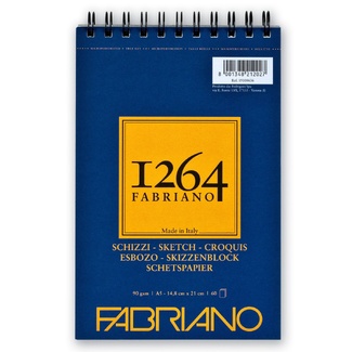 Fabriano 1264 Sketch Pad Spiral Bound 90gsm A5 60 Sheets
