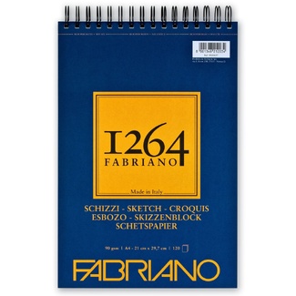 Fabriano 1264 Sketch Pad Spiral Bound 90gsm A4 120 Sheets