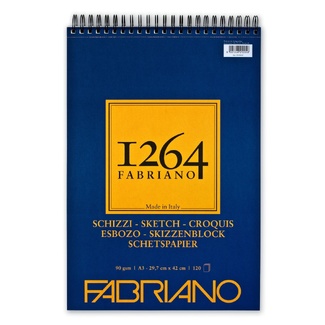 Fabriano 1264 Sketch Pad Spiral Bound 90gsm A3 120 Sheets