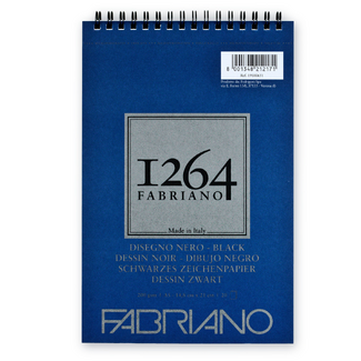 Fabriano 1264 Black Pad Spiral Bound 200gsm A5 20 Sheets