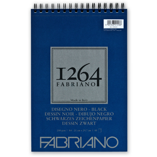 Fabriano 1264 Black Pad Spiral Bound 200gsm A4 20 Sheets