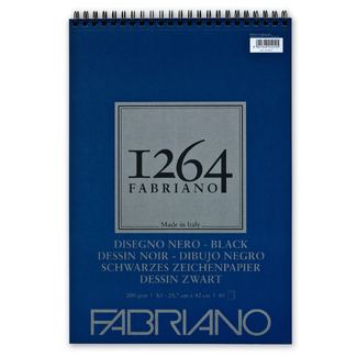 Fabriano 1264 Black Pad Spiral Bound 200gsm A3 20 Sheets