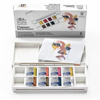 Mont Marte Water Color Paint Set-18 Assorted Colors with 1 Refillable Water Brush, Natural Sponge, Ceramic Dish and Built-In