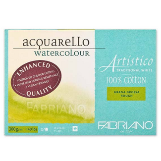 Fabriano Artistico Enhanced Watercolour Block 18 x 26cm 300gsm - Rough