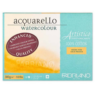 Fabriano Artistico Enhanced Watercolour Block 23 x 30cm 300gsm - Cold Pressed