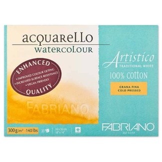 Fabriano Artistico Enhanced Watercolour Block 26 x 36cm 300gsm - Cold Pressed