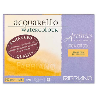 Fabriano Artistico Enhanced Watercolour Block 23 x 30cm 300gsm - Cold Pressed