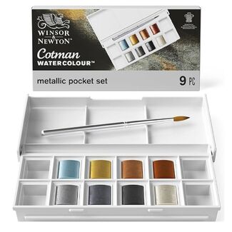 Winsor & Newton Cotman Metallic Watercolour 8 Half Pan Set