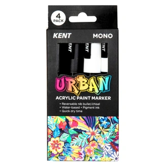 Kent Urban Acrylic Paint Marker 6mm Pk 4 - Mono