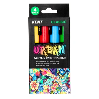 Kent Urban Acrylic Paint Marker 6mm Pk 4 - Classic