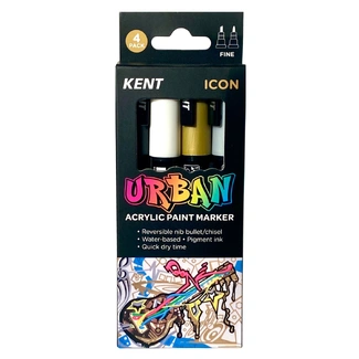 Kent Urban Acrylic Paint Marker 3mm Pk 4 - Icon