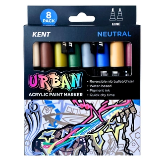 Kent Urban Acrylic Paint Marker 3mm Pk 8 - Neutral