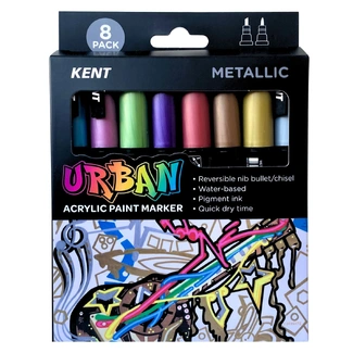 Kent Urban Acrylic Paint Marker 3mm Pk 8 - Metallic