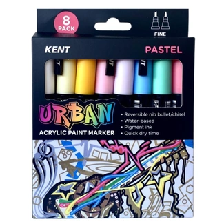 Kent Urban Acrylic Paint Marker 3mm Pk 8 - Pastel
