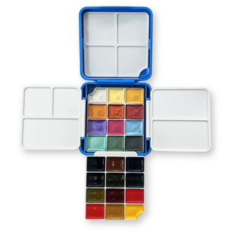 Byron Watercolour Pocket Travel Set 28pc - 24 Half Pans with Water Cup