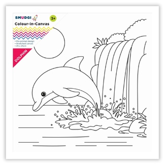 Smudgi Kids Colouring Canvas 25 x 25cm - Dolphin